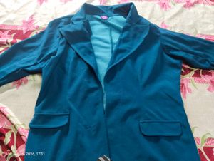 Teal Open Front Blazer