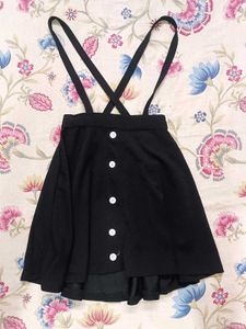 Chic Black Skater Dress with Suspenders
