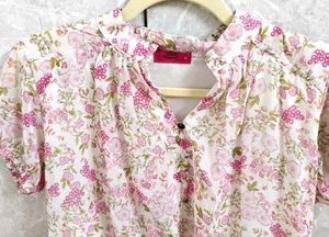 Pink High Neck Casual Top