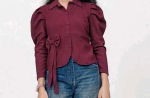 Stylish Puff Sleeve Bow Top