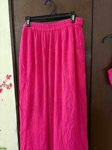 Vibrant Pink Palazzo Pants &amp; Crop Top Set