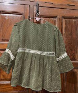 Olive Green Sheer Top