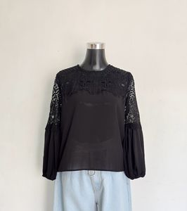 Black Lace Detail Top