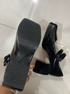 LEATHER MIX BLACK Mary Jane Heels
