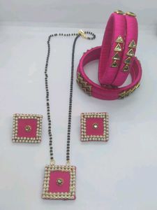 Pink Febric Mangalsutra Set