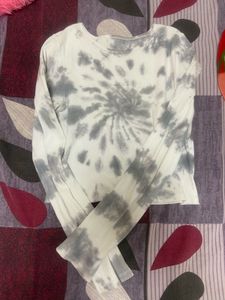 Grey Tie-Dye Long Sleeve Top