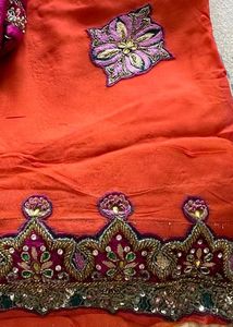 Handwork Heavy Saree For Wedding Reception