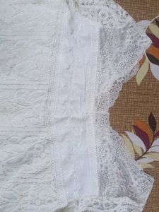 Pearl White Net Top With Smoth Sarton Linen