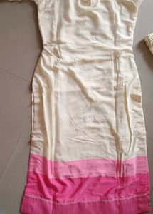 Trendy &amp; Elegant Cream &amp; Pink Kurta Set