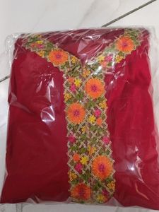 Red Suit with plazo and multi colour dupatta