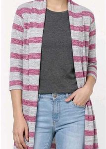 Striped Open Front Cardigan