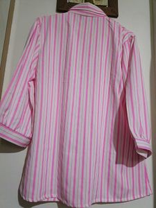 Pink Striped Collared Tunic Top