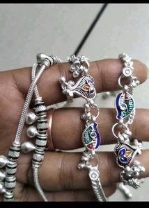 Designer Silver Anklets with Enamel