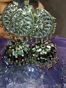 Mirror Work Jhumka Earrings &amp;Stude