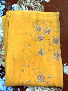 Yellow Embroidered Saree