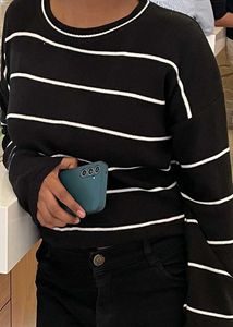 Curve crew neck knitted jumper in black