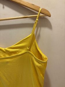 Elegant Yellow Ruffle Satin Gown