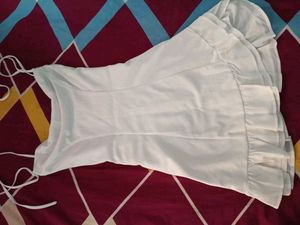 Chic White Ruffle Strap Dress