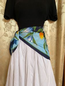 Vibrant Floral Print Silk Scarf