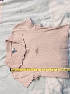 Ribbed Cropped Polo Shirt
