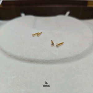 Sparkling Stud Earrings In Real Gold 1Pisce