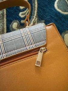 Chic Plaid &amp; Tan Shoulder Bag