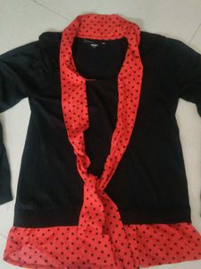 Stylish Black &amp; Red Polka Dot Top