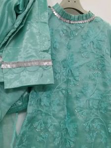 Blue Suit With Silver Work Nag And Lace