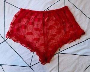 Sheer Red Kiss Print Pajama Shorts