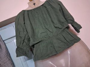Olive Green Peplum Top