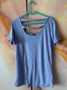 Blue Cutout Back T-Shirt