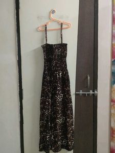Leopard Print Smocked Maxi Dress