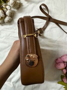 Brown Crescent Shoulder Bag