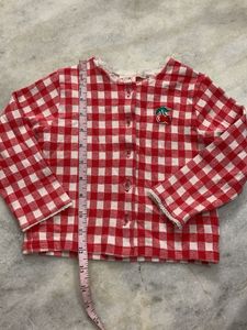 Red Gingham Kurta with Cherry Applique