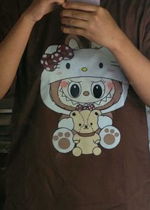 Savana Cute Brown Labubu Cartoon Graphic T-Shirt