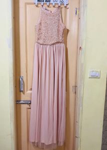 Blush Peach Sequin Maxi Dress