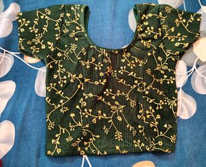 Green &amp; Gold Floral Blouse