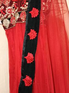 Red Embroidered Anarkali Dress