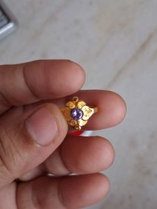 Gold Nose Ring with Purple Stone