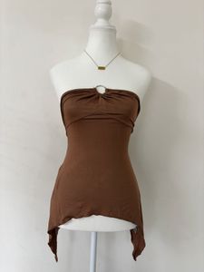 Brown Tube Top with Ring Detail✨