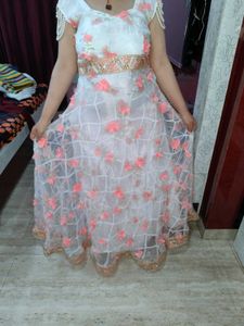Elegant Floral Applique Ethnic Gown