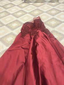 Elegant Maroon Lace Formal Dress
