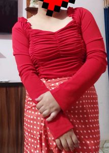 red full sleeves top