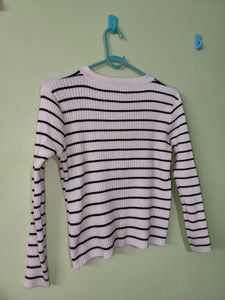 Striped Ribbed Long Sleeve Top