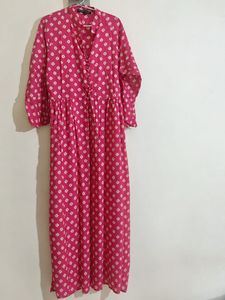 Pink Polka Dot Maxi Kurta