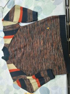 Striped Knit Unisex Sweater in xl size