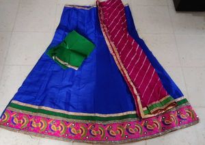 Blue green and ranipink lehenga choli