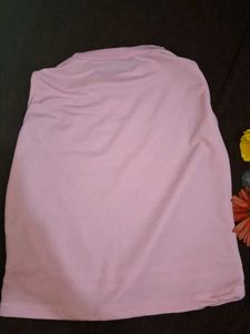 Pink Sleeveless T-Shirt with Stripes