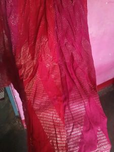 Red and Maroon Ethnic Skirt with Golden Print