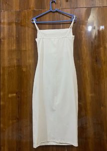 Chic White Ruched Slip Dress